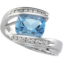 genuine swiss blue topaz and diamond ring