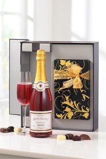 Sparkling Rose Wine with Chocolates