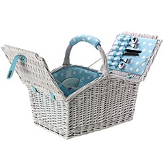 Vintage Dots Wicker Picnic Basket2